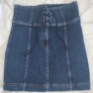 High waisted jean skirt